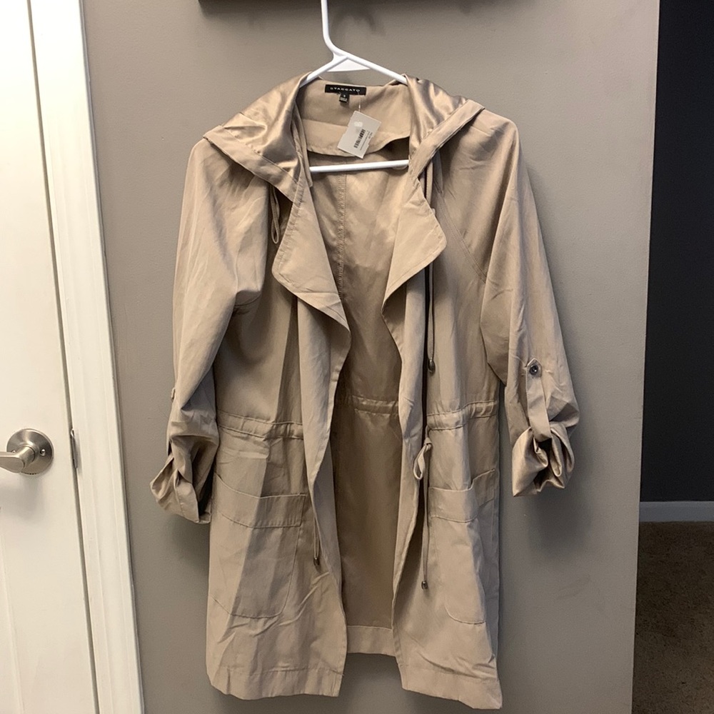 Draped hooded light jacket